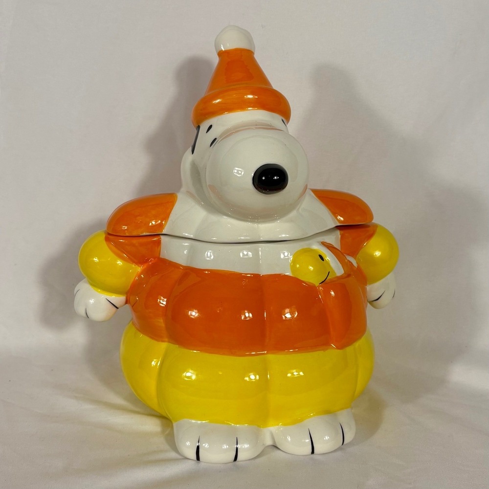 Snoopy Candy Corn Cookie Jar Halloween Peanuts Ceramic Collectible